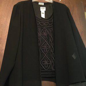 R&M Richards 2 Pc Jacket & Top Sz 14P Black